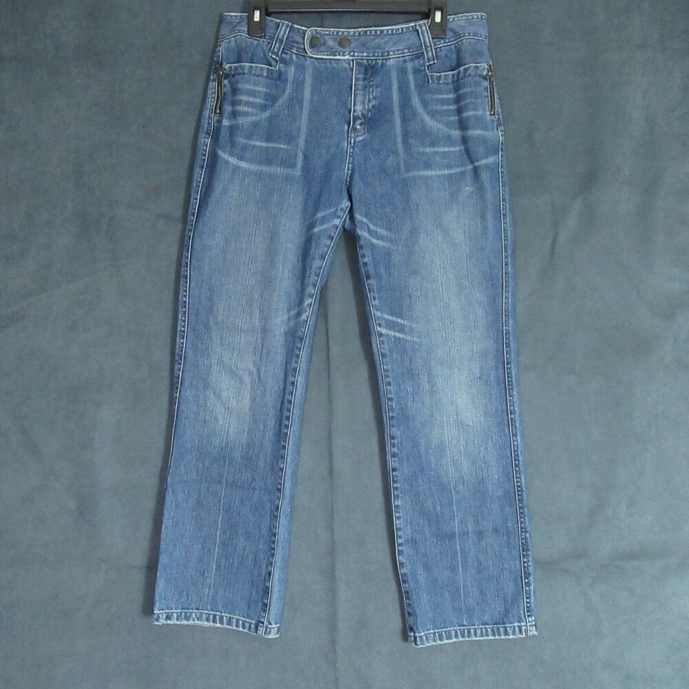 Tommy Hilfiger Jeans Womens Size 12P Blue Straight Casual Snap Moto Retro Y2K